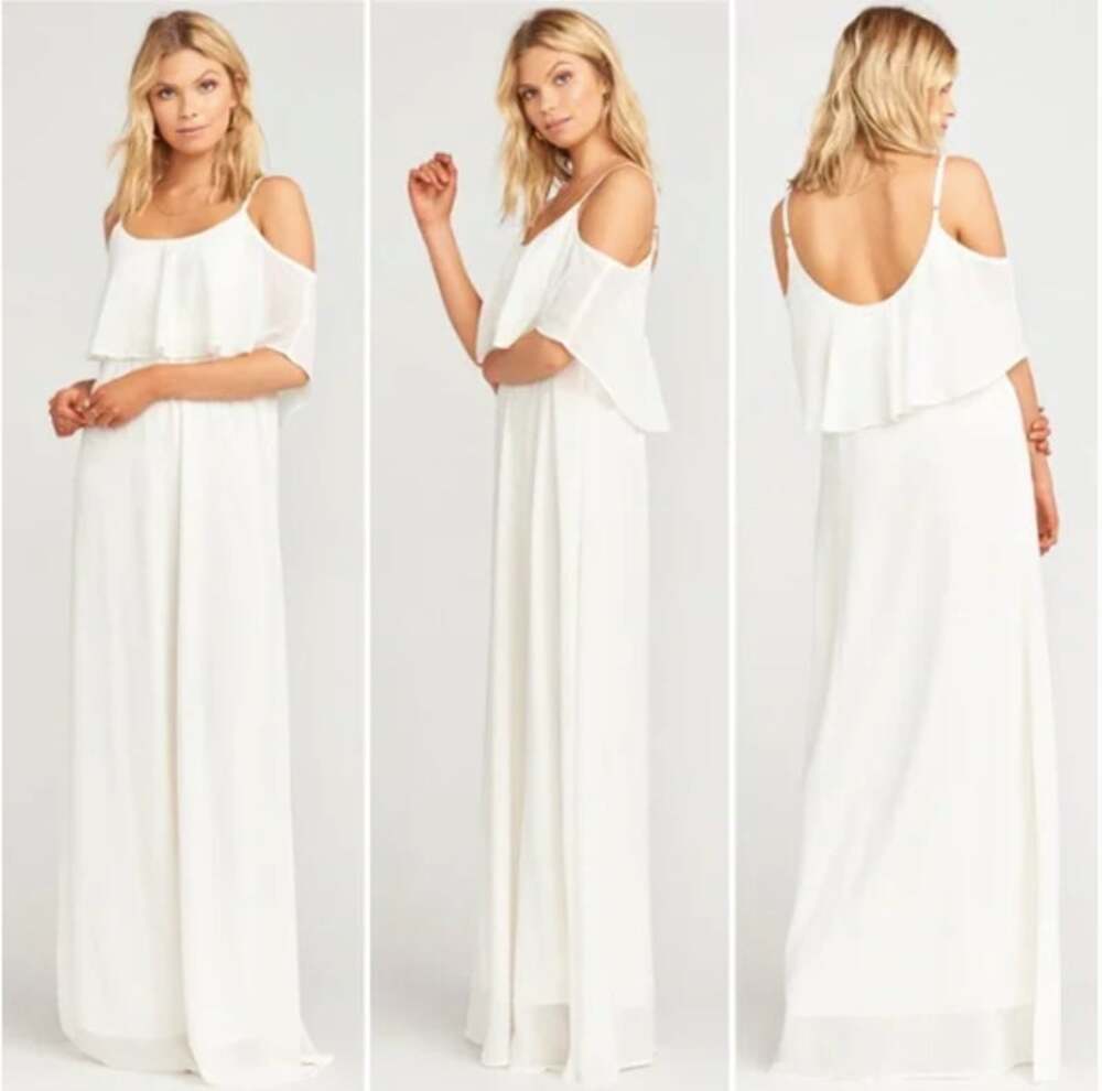 SHOW ME YOUR MUMU NWT Caitlin Ruffle Bridal Wedding Bridesmaids Maxi Dress // 2X